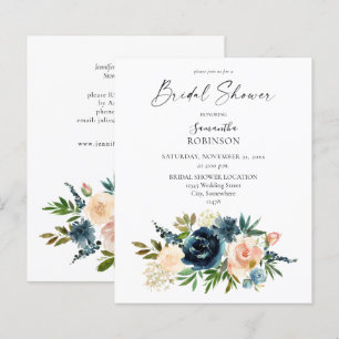 Papier Budget Navy, Dusty Blue, Rose Floral Fête des mari