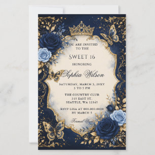 Papier Budget Navy Or Floral Papillon Sweet 16