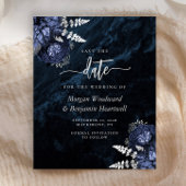 Papier Budget Navy Silver Floral Wedding Save the Date