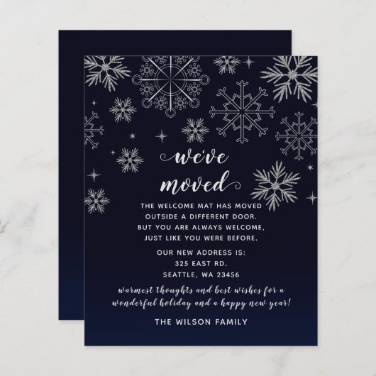 Papier Budget Navy Snowflakes Nous avons déplacé les Cart (Devant / Derrière)