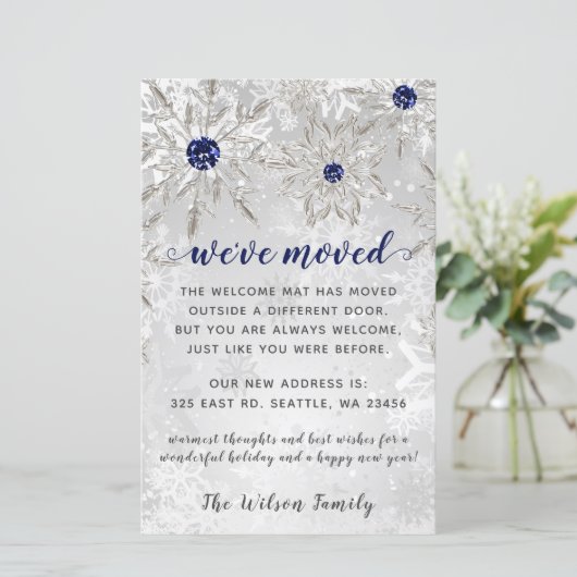 Papier Budget Navy Snowflakes Nous avons déplacé les Cart (Debout devant)