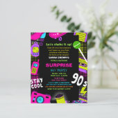 Papier Budget Neon Retro 90s Anniversaire Invitation de f (Debout devant)
