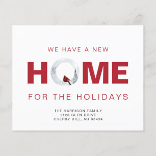Papier Budget New Home Red Cardinal Holiday Announcement