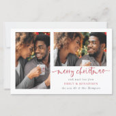 Papier Budget Newlyweds 2 Photos Joyeux Noël Card (Devant)