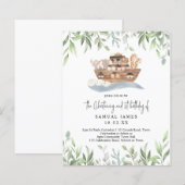 Papier Budget Noahs Ark Green Christening & 1er anniversa (Devant / Derrière)