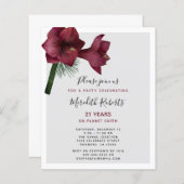 Papier Budget Noël Amaryllis 21e anniversaire Invitation (Devant / Derrière)