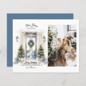 Papier BUDGET Noël blanc Porte Nouvelle Maison Photo Démé (Devant / Derrière)