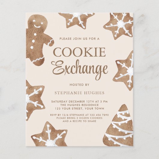 Papier Budget Noël Cookie Exchange Party Invitation (Devant)