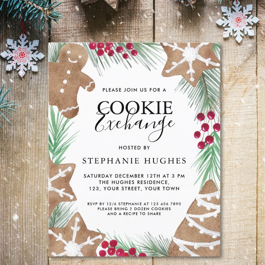 Papier Budget Noël Cookie Exchange Party Invitation