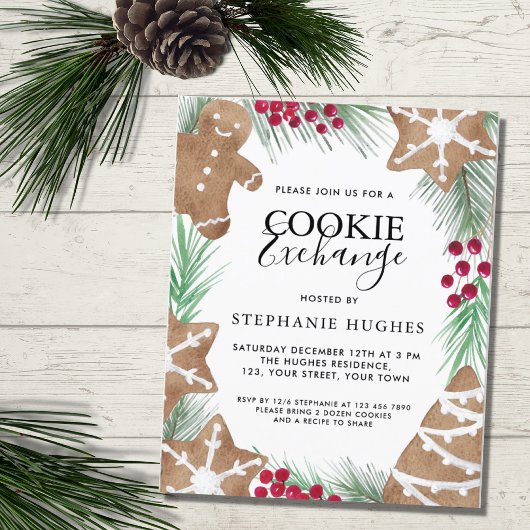 Papier Budget Noël Cookie Exchange Party Invitation