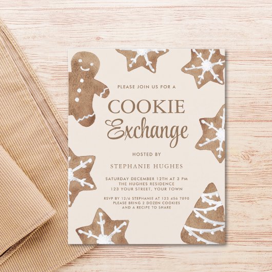 Papier Budget Noël Cookie Exchange Party Invitation