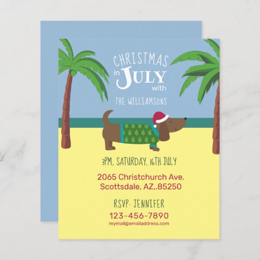 Papier Budget Noël en juillet Fête Invitation (Devant / Derrière)