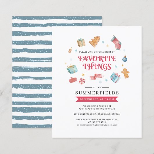 Papier Budget Noël Favoris Choses Vacances Invitation (Devant / Derrière)