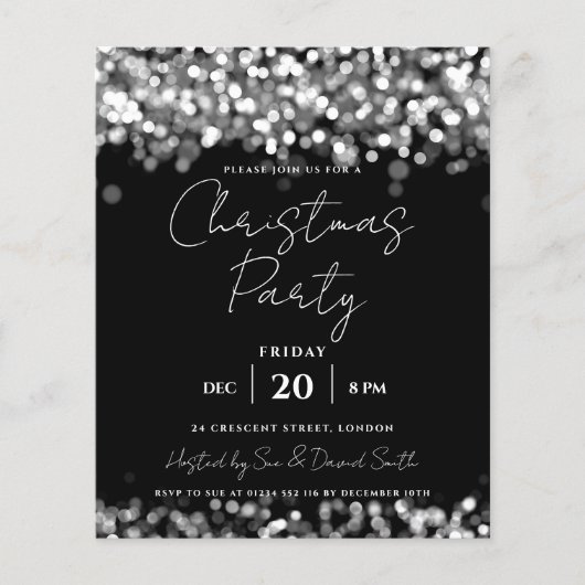 Papier Budget Noël Fête de l'argent Lumières Invitation (Devant)