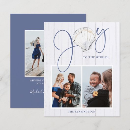 Papier Budget Noël Joie Seashell photo de vacances (Devant / Derrière)