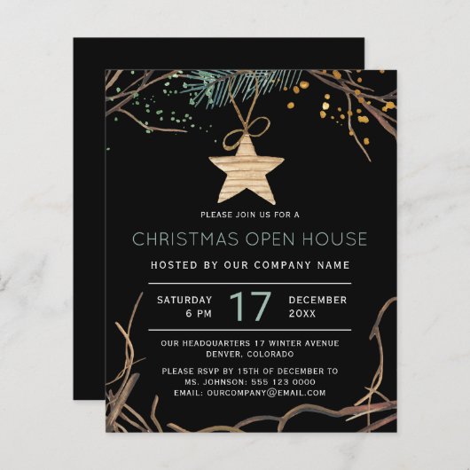 Papier Budget Noël moderne ouverture maison invitation (Devant / Derrière)