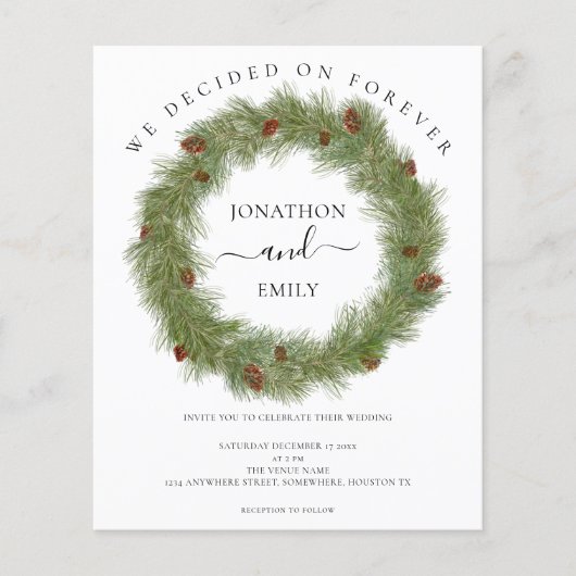 Papier Budget Noël Pine Cones Faire-part de mariage (Devant)