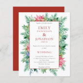 Papier Budget Noël Poinsettia Frame Mariage Invitation (Devant / Derrière)