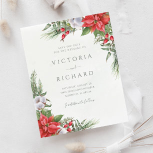 Papier Budget Noël Poinsettia Hiver Économisez La Date