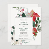 Papier Budget Noël Poinsettia QR Code Mariage Invitation (Devant / Derrière)