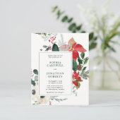 Papier Budget Noël Poinsettia QR Code Mariage Invitation (Debout devant)