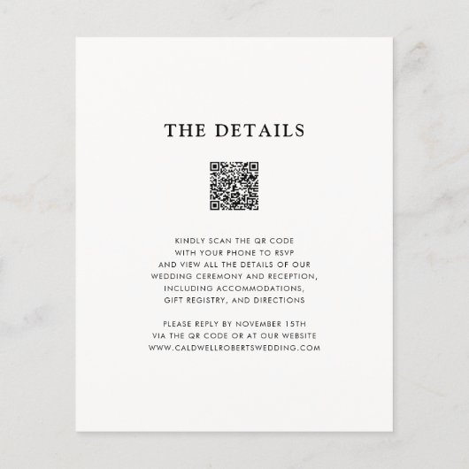 Papier Budget Noël Poinsettia QR Code Mariage Invitation (Dos)