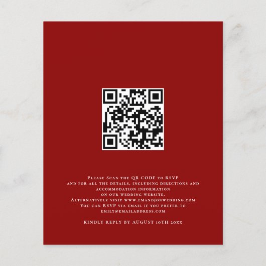 Papier Budget Noël QR Code Poinsettia Mariage Invitation (Dos)
