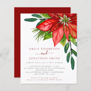 Papier Budget Noël QR Code Poinsettia Mariage Invitation