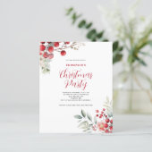 Papier Budget Noël Rouge Berry Floral Party Invitation (Debout devant)
