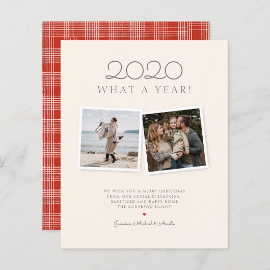 Papier Budget Noël Tartan Photo Holiday dessiné à la main (Devant / Derrière)