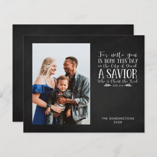 Papier Budget Noël Verset Typographie de vacances Photo (Devant / Derrière)