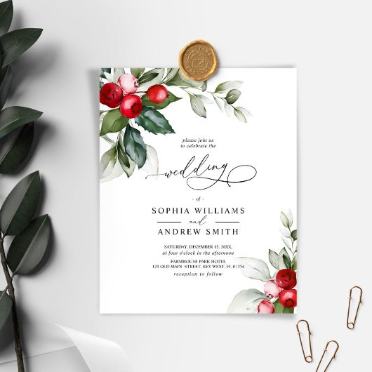 Papier Budget Noël Vert & Berry Faire-part de mariage