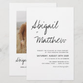 Papier Budget noir blanc Boho simple Faire-part de mariag (Devant / Derrière)