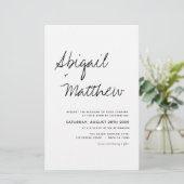 Papier Budget noir blanc Boho simple Faire-part de mariag (Debout devant)