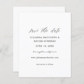 Papier Budget noir & blanc élégant Enregistrer la date (Devant / Derrière)