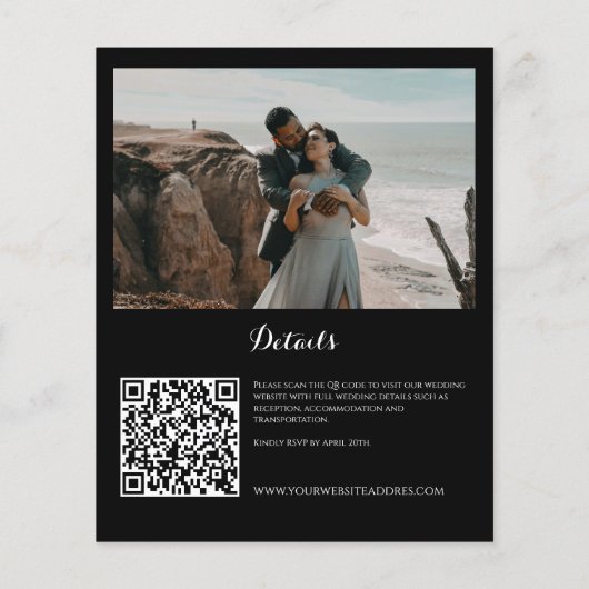 Papier Budget Noir&Blanc gothique Code QR Mariage Invitat (Dos)
