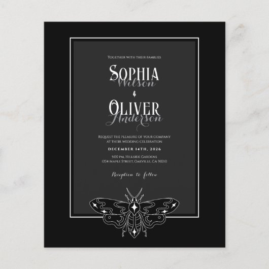 Papier Budget Noir&Blanc gothique Code QR Mariage Invitat (Devant)