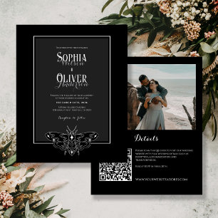 Papier Budget Noir&Blanc gothique Code QR Mariage Invitat