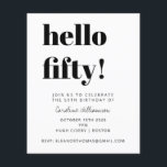 Papier Budget noir blanc moderne Invitation fête d'annive<br><div class="desc">Budget Audacieux Typographie Moderne 50ème anniversaire Invitation à la fête en blanc. - tout le texte est modifiable afin que cela puisse être utilisé pour n'importe quel âge</div>