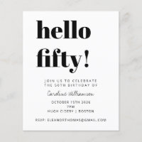 Budget noir blanc moderne Invitation fête d'annive