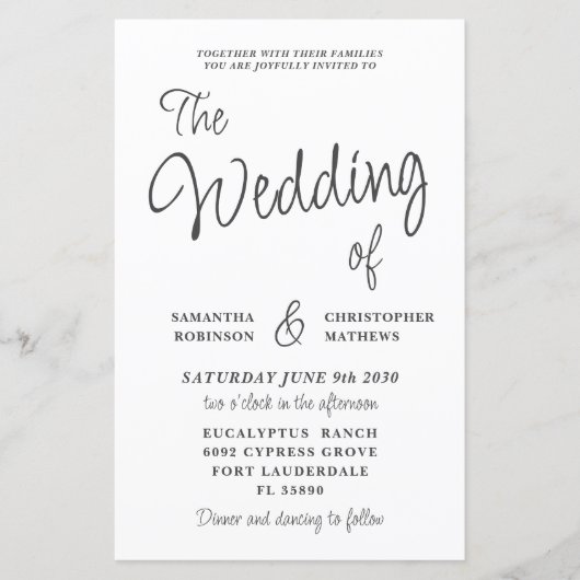 Papier Budget noir et blanc tout en un Mariage (Devant)