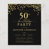 Papier Budget Noir Et Or Écriture Cinquante 50e Anniversa (Devant)
