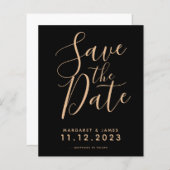 Papier BUDGET Noir et or Enregistrer la date de mariage I (Devant / Derrière)