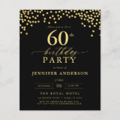 Papier Budget Noir Et Or Script Soixante 60e Anniversaire (Devant)