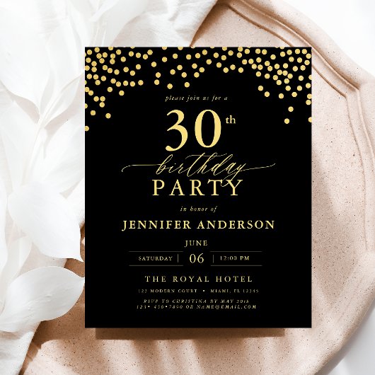 Papier Budget Noir et or Script Trente-troisième annivers