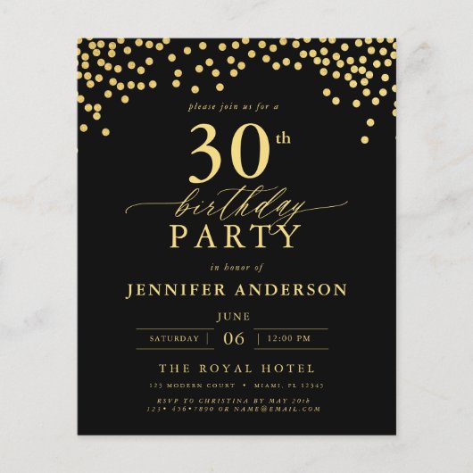 Papier Budget Noir et or Script Trente-troisième annivers (Devant)