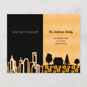 Papier Budget noir or ville pays déménager faire-part