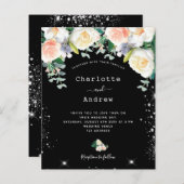 Papier Budget noir rose flor noir mariage argent (Devant / Derrière)