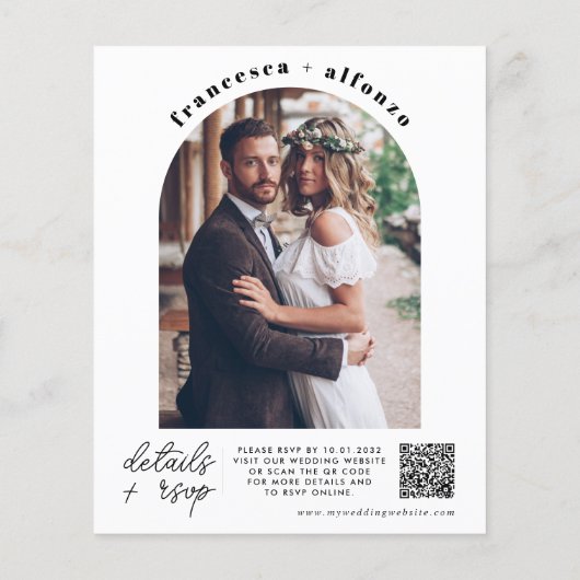 Papier Budget noir RSVP QR Code Retro Photo Mariage (Dos)