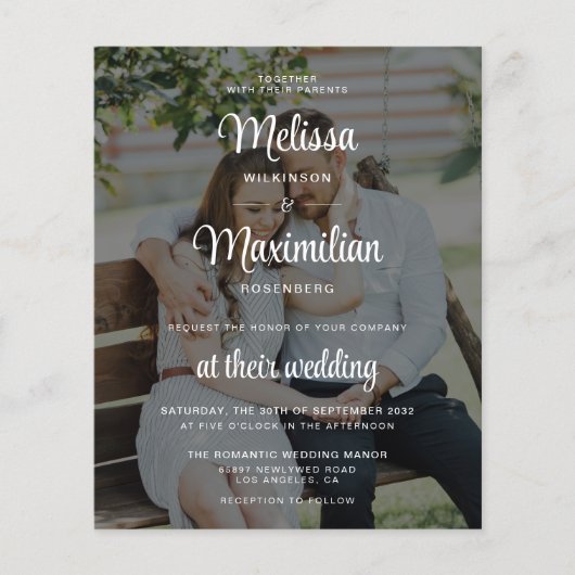 Papier Budget noir transparent 2 photo QR Code RSVP (Devant)